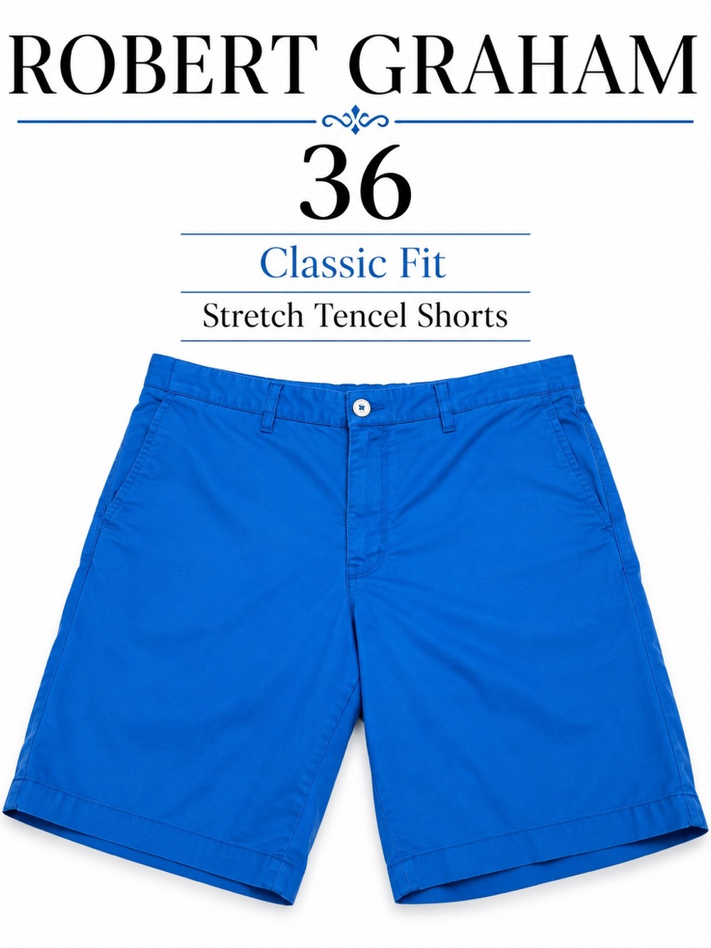 Robert Graham Classic Fit Tencel Stretch Shorts Blue Men’s 36